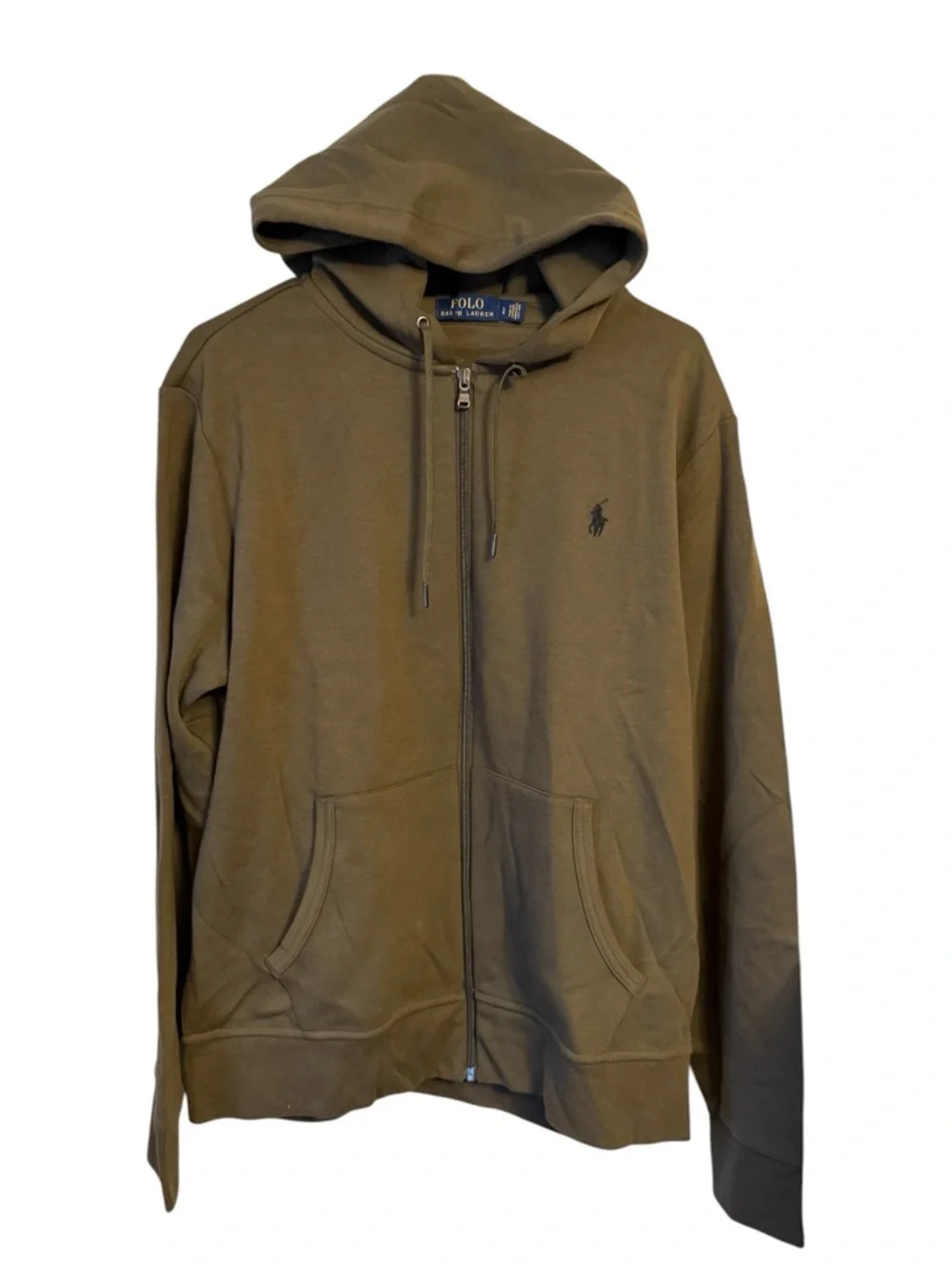 Polo Ralph Lauren Men's Large Double Knit Full Zip Hoodie Olive Green - Picture 5 of 6